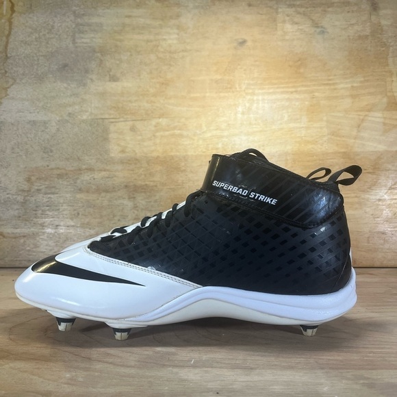 Nike SuperBad Strike Mens Size 13 Football Cleats Shoes  Black White 510951-001 - Picture 3 of 11